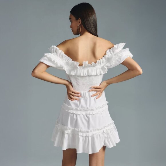 Love The Label | White Cotton Tiered Ruffle Mini Dress | L | Minor Flaws - Picture 5 of 15